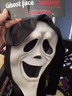 Smiley Ghost Face  Costume Mask - White and Black